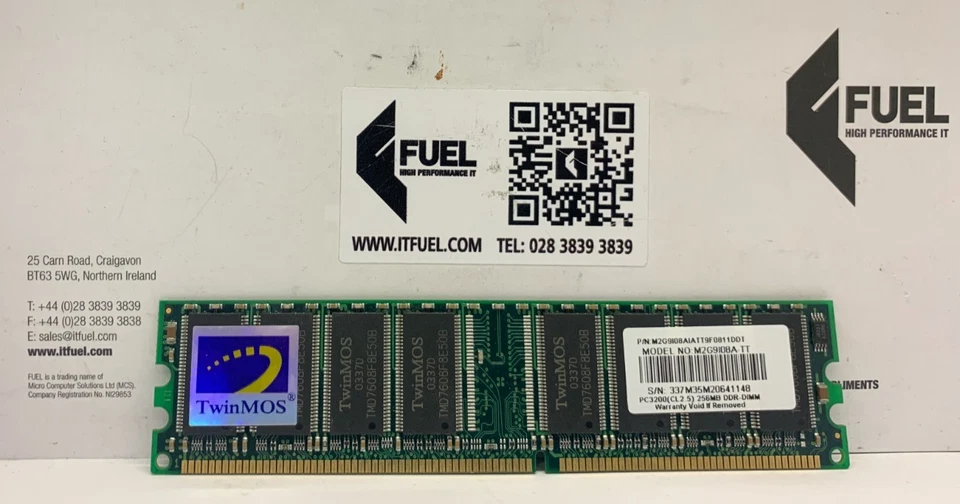 TwinMos  256MB  DDR ram memory module  PC-3200 -  M2G9108A-TT - Image 2 of 3