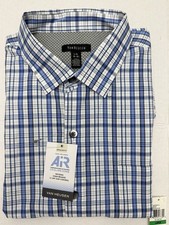 Van Heusen Traveler Air Men  s Blue Plaid Short Sleeve Size LNWT