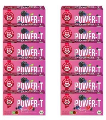 12x Teekanne Bio ''Power-T'' Berry Tee mit natürlichem Koffein je 18 Beutel