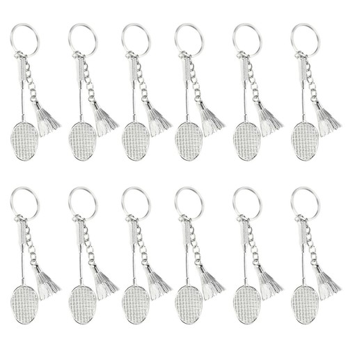 12Pcs Mini Metal Sports Keychain Cute Badminton Racket Fashionable Keyrings - Picture 10 of 12