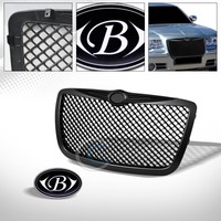 Matte Black Mesh Front Hood Grill Grille+emblem Wing 2004-2010 Chrysler 300/300c on sale Matte Black Mesh Front Hood Grill Grille+emblem Wing 2004-2010 Chrysler 300/300c on sale