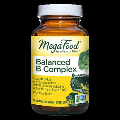 MegaFood Balanced B Complex 90 tabs - B6, B12, Folate, Biotin, Cellular Energy