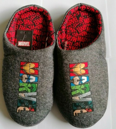 Mens Marvel Avengers Mule Slippers Grey 