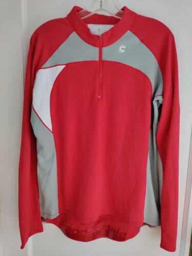 Cannondale Cycling Jersey Mens XLarge Red L/S 1/4 Zip Colorblock Lightweight - Afbeelding 1 van 5