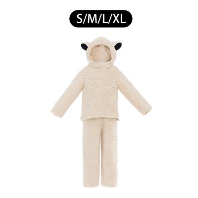 Kinder Lamm Kostüm entzückendes Langarmshirt weich mit Kapuze und Fäustlingen Set für
