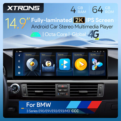 14.9'' IPS CarPlay 4G LTE Android 14 8Core Car GPS Stereo For BMW E90 E91 E92 CCC