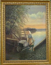 A. THOMSEN! WORKING WOMAN AT THE LAKE AT SUNSET.  NO RESERVE