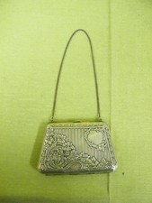 Rare Beautiful Vintage German Silver Coin Purse With Carrying Chain