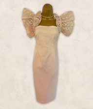 Coast Blush Peach Off The Shoulder Sleeve Bodycon Stretch Dress UK 14 US 10 EU 4