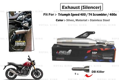 Fit For Triumph Speed, ''Scrambler 400x Stallion Silver Blaze Exhaust Silencer''