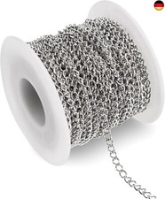 10M Gliederkette Meterware 3x4mm Kettenband, Silber Kette Meterware, Kette