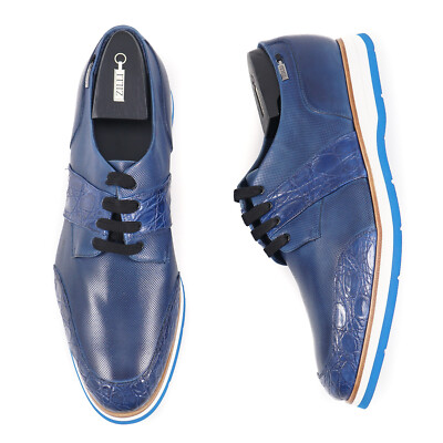 Zilli Perforated Calf Leather and Genuine Crocodile Derby 12.5 (Eu