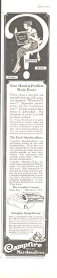 1922 Campfire Marshmallows Antique Print Ad Ginger Bread Recipe