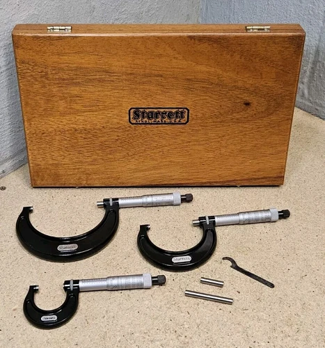 Starrett No. 436 outside micrometer set - .0" to 3.000" - Made in U.S.A. 