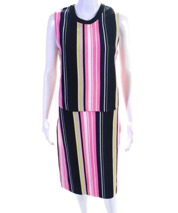 Piece Rachel Roy Multicolor Stripe Sleeveless Top Pencil Skirt