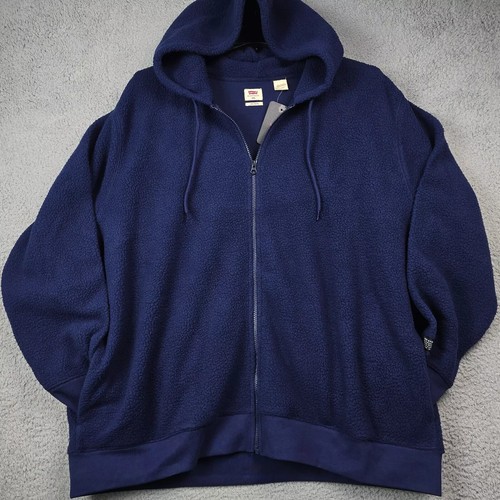LEVIS SHERPA Full Zip Hoodies Mens XXL 2XL BLUE Outdoor Workwear Sweatshirt NWT - Picture 2 of 15