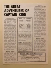 The Great Adventures of Captain Kidd Pressbook 1953 Richard Crane, Scarce!