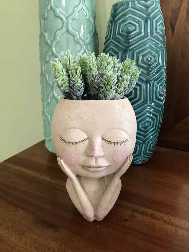 Macetas con cara de dama / maceta con forma de cabeza / lindo florero gran idea de regalo Foto 4 de 4