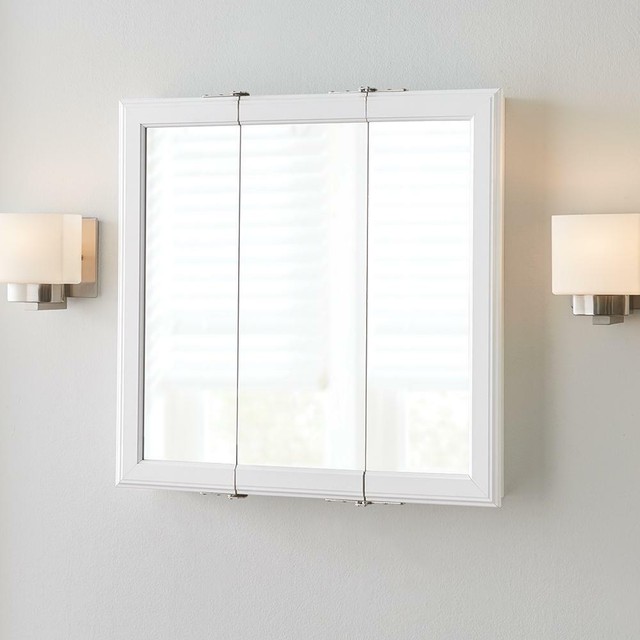 Medicine Cabinet 24 3 16 In W X 24 3 16 In H Wall Tri View Bathroom Mirror White For Sale Online
