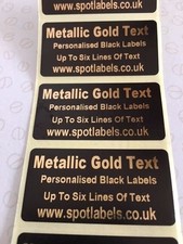  GOLD METALLIC PERSONALISED BLACK LABELS, ADDRESS, CRAFTS, BESPOKE, BUSINESS 