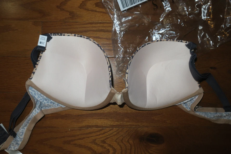 38C VICTORIA'S SECRET ❤️ ROSA ❤️ SUJETADOR ESTAMPADO PLUNGE AÑADIR 2 TALLA SUPER CÓMODO PUSH UP Foto 4 de 4