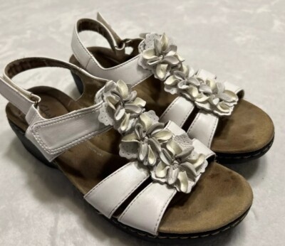 Clarks Merliah Sheryl Heeled Sandals White Synthetic Leather