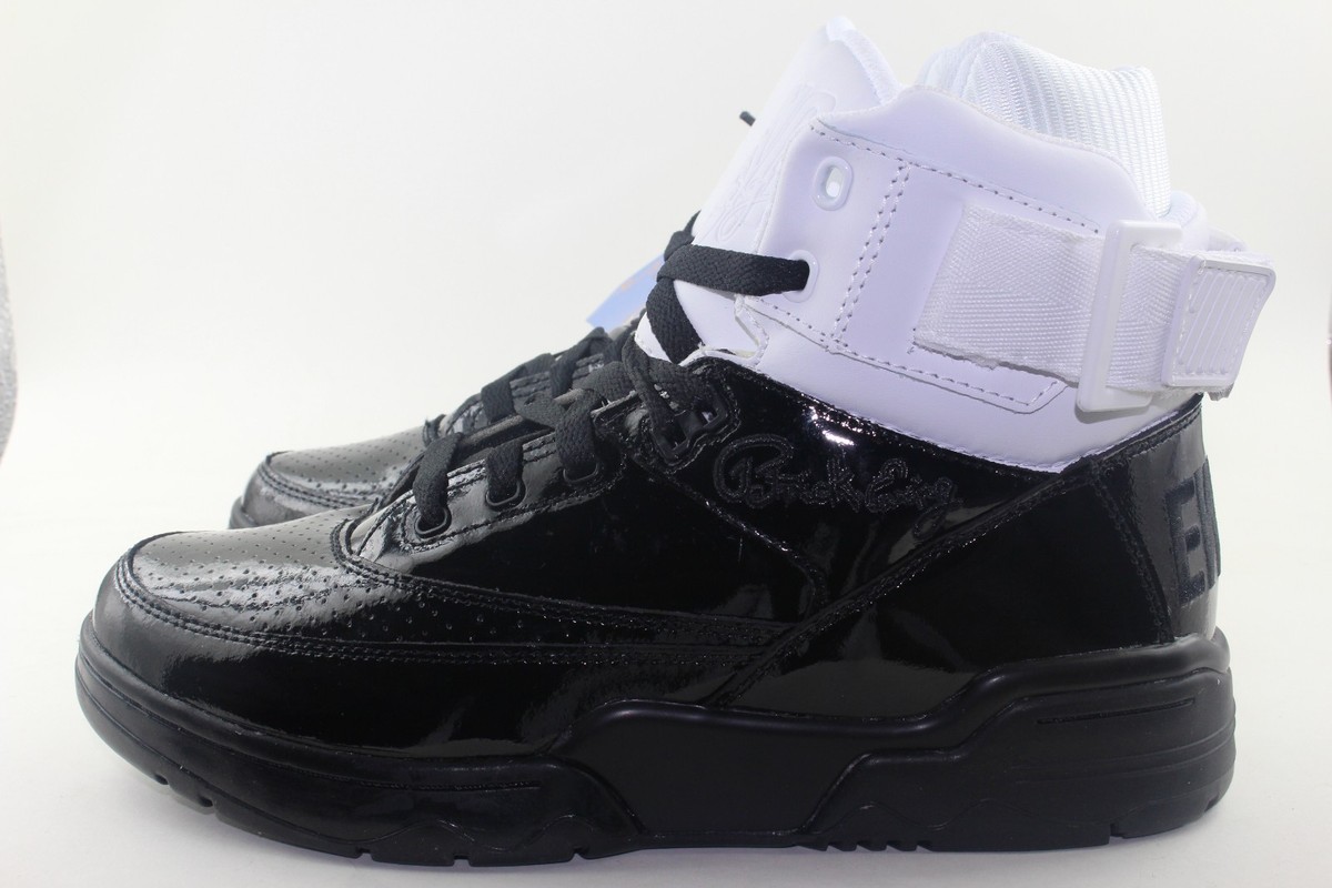 EWING 33 HI BLACK PATENT WHITE MEN SIZE NEW SUPER RARE BASKETBALL