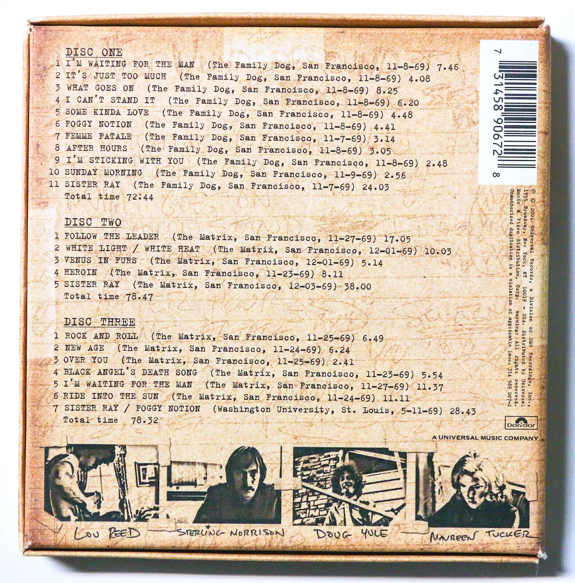 THE VELVET UNDERGROUND Bootleg Series Vol 1: The Quine Tapes 3 CD Set LOU REED