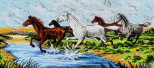 Needlepoint tapestry painted canvas B1255 - Horses. 24"x50" GobelinL