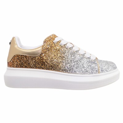 Steve Madden Taylee-G Womens Gold Silver Glitter Fashion Shoe