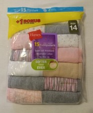 Pack of 15 Hanes Girl's Hipster Underwear Many Sizes Available From Size 6 to 16