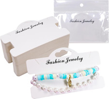 100 Pcs Bracelet Display Cards with Clear Bags Bracelet Packaging for Small Busi