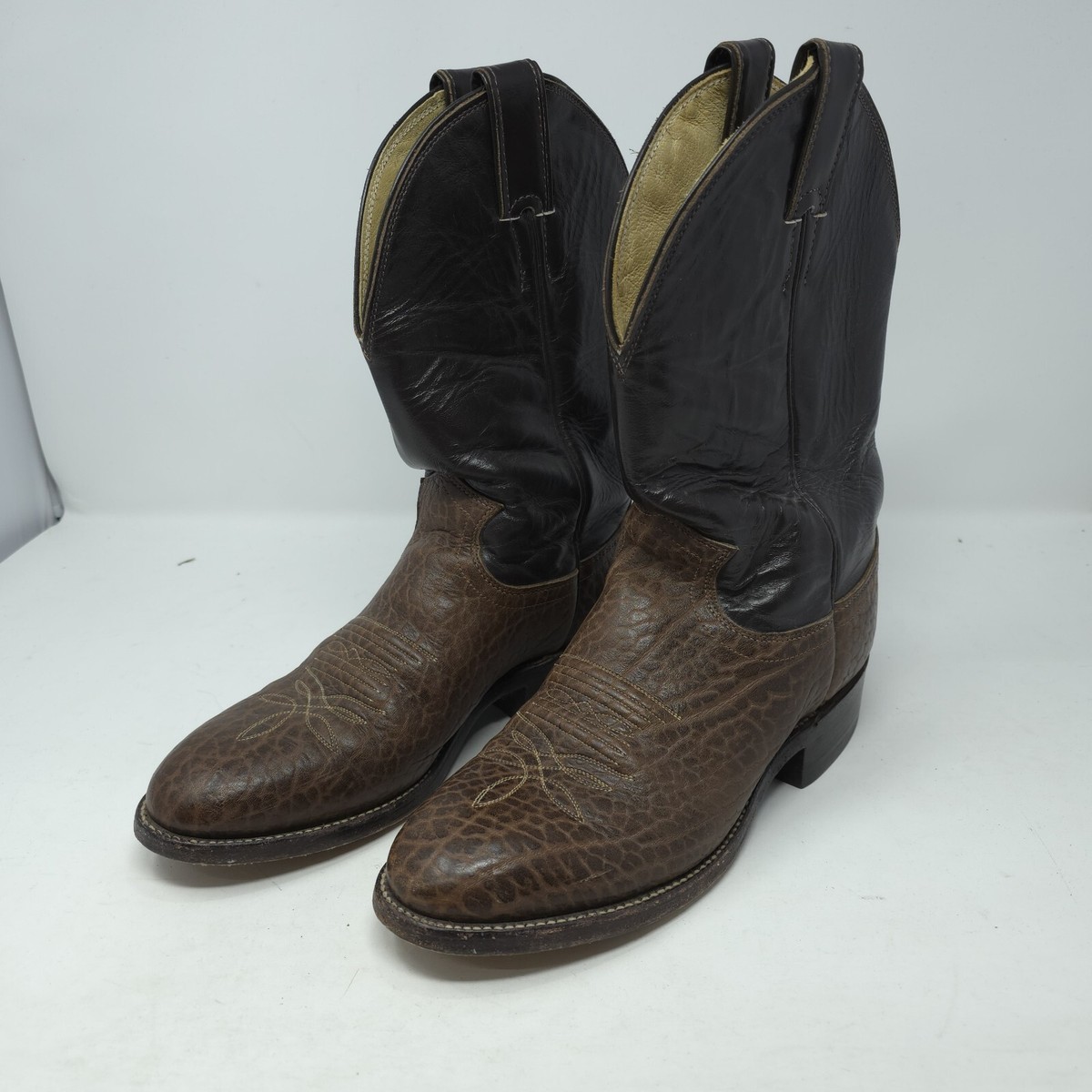 Justin Dark Brown Bullhide Leather Sty 3029 Cowboy Boots Mens Size