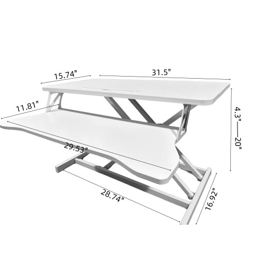 32 Inch Desk Converter, Height Adjustable Sit to Stand Riser, Laptop Workstation - Picture 2 of 14