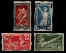 JEUX OLYMPIQUES PARIS 1924, Neufs * = Cote 52 € / Lot Timbres France 183 à 186