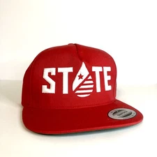 Liquid State Official Snapback Hat New Yupoong ‘STATE’ Red Cap Vapor Wear