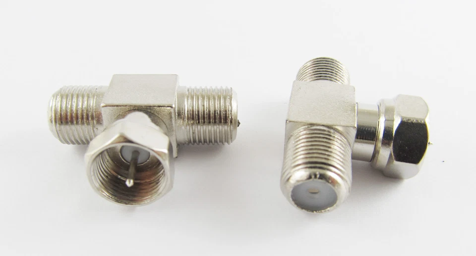 10x F Male Plug To 2x F TV Female Triple 1M2F RF Splitter Coax Connector Adapter - Image 3 of 4