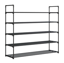Home Complete 5 Tier Black Shoe Rack Metal Shoe Organizer Shelf