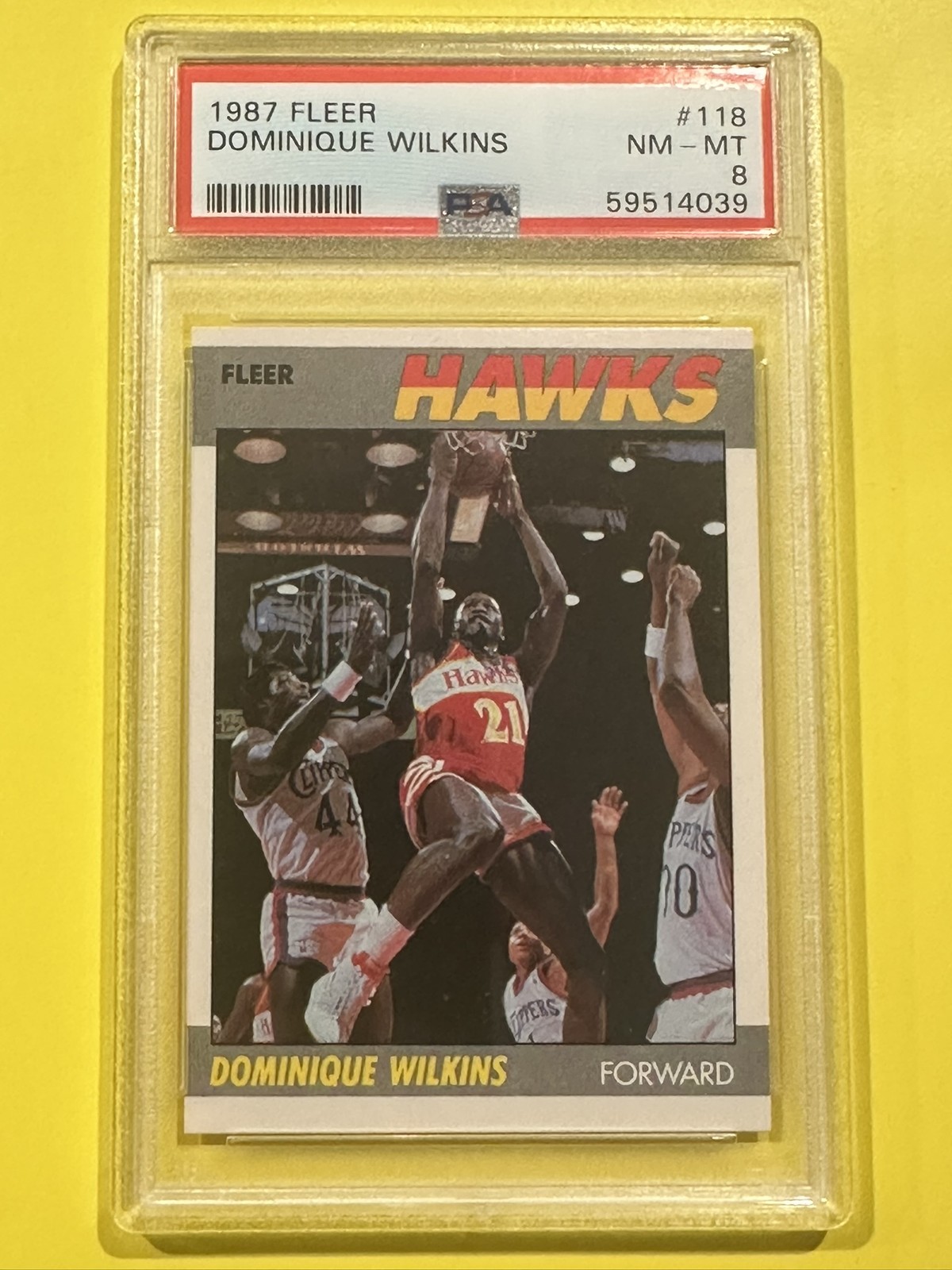 1987 FLEER ATLANTA HAWKS BASKETBALL #118 DOMINIQUE WILKINS PSA 8