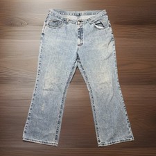 Vintage Lee Riveted Jeans Light Wash Bootcut Flare Made in USA 90s Y2K Sze 34x26