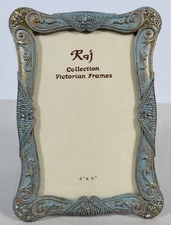 RAJ Photo Frame 4x6 Picture Metal Jeweled Ornate Victorian Collection