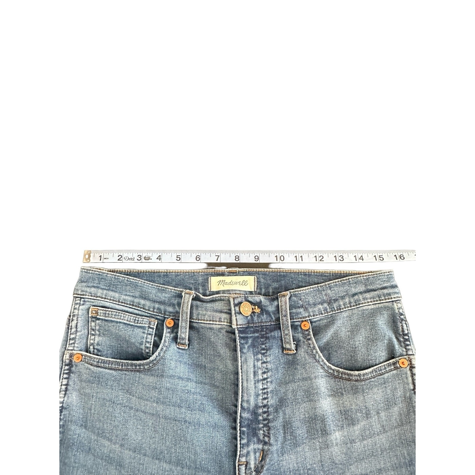 Madewell Basic Dearham Medium Wash Stovepipe Stra… - image 9
