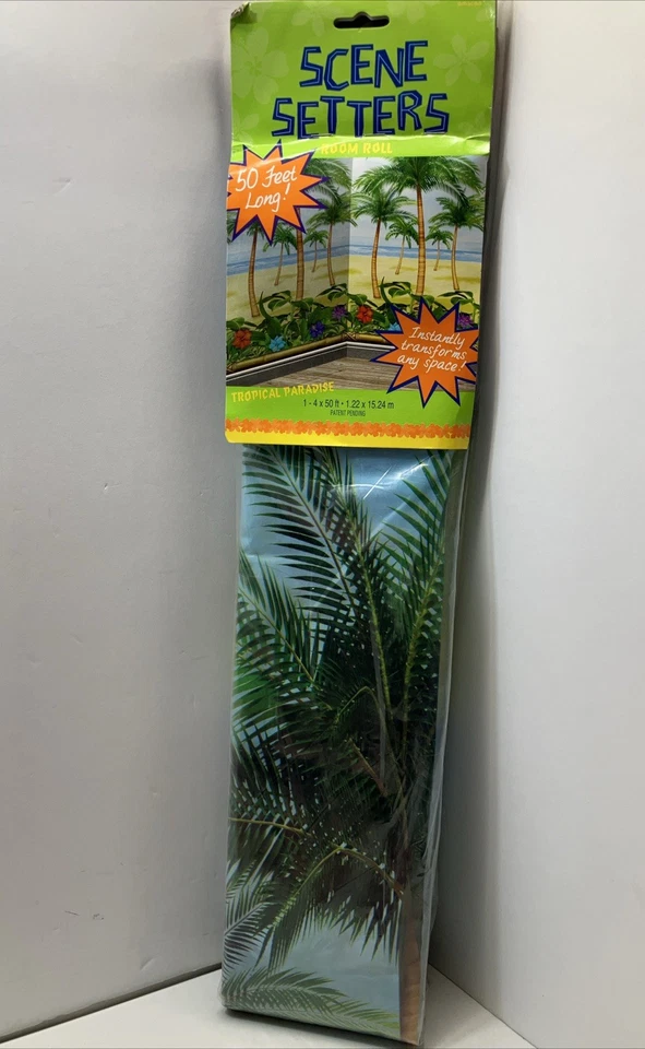 Lote de 2 escenas de palmeras tropicales Luau playa fiesta verano decoración 50x4 pies Foto 2 de 4