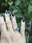 Silver Plated Black Emerald Cut CZ Cocktail Ring w/ Clear CZ Sides Size 6 — photo 3