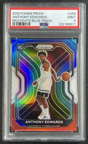 ANTHONY EDWARDS PSA 9 2020-21 PANINI PRIZM 258 ROOKIE RED WHITE BLUE PRIZM RC 71