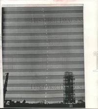 1963 Press Photo Multiple exposure of Atlas rocket's launch path, Cape Canaveral