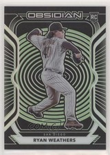 2021 Panini Chronicles Obsidian Electric Etch Green 2/5 Ryan Weathers #32 b9e