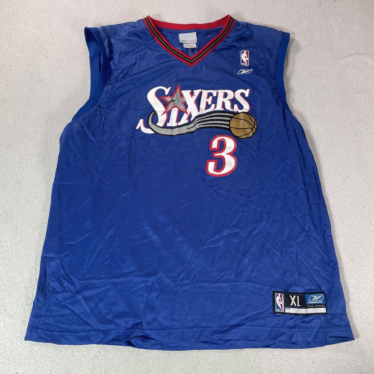 Philadelphia 76ers Allen Iverson Jersey 3 Mens XL Blue NBA