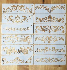 12 Mix Border Stencils Lot B - 5 X 1.5" - For Making Cards - Painting On Wood