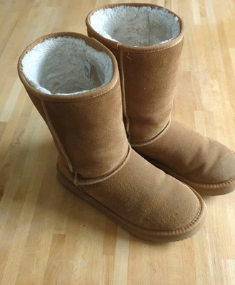 Ausland Womens Tall Suede Shearling Lined Mid Calf Boots Beige Size 10.5 